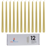 Mega Candles - 12 pcs 12" Unscented Taper Candle in White Box - Gold