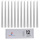 Mega Candles - 12 pcs 12" Unscented Taper Candle in White Box - Silver