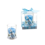 Baby Bottle Poly Resin Candle Set in Gift Box - Blue