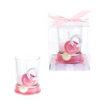 Baby Pacifier with Rhinestone Poly Resin Candle Set in Gift Box - Pink