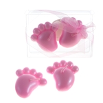 Baby Footprints Floating Candle in Clear Box - Pink