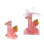 Baby 1st Birthday Candle in Clear Box - Pink