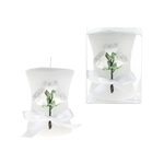Mega Candles - 2.5" x 3" Pearl Pillar Candle with Rose in Clear Box - White