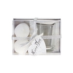 Mega Candles - 2 pcs Unscented Pearl Votive Candle with Glass Holder in Gift Box - White