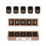 Mega Candles - 5 pcs Ceramic 1/2" Pentacle in Gold Chime Candle Holder - Black