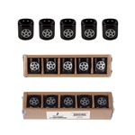 Mega Candles - 5 pcs Ceramic 1/2" Pentacle in Silver Chime Candle Holder - Black