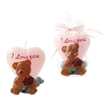 Teddy Bear Holding Bouquet Candle