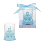Ship Anchor Poly Resin Candle Set in Gift Box - Blue