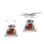 Stocking Poly Resin Candle Set in Gift Box - White