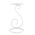 Mega Candles - Pillar / Round Tall Note Metal Candle Holder - Matte White