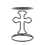 Mega Candles - Religious Cross Metal Candle Holder - Matte Black