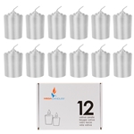 Mega Candles - 12 pcs 15 Hours Unscented Votive Candle in White Box - Silver