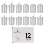 Mega Candles - 12 pcs 15 Hours Unscented Votive Candle in White Box - Silver