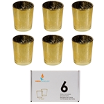 Mega Candles - 2" x 2.5" Mercury Glass Votive Candle Holder - Gold
