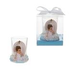 Mega Favors - Angel Praying on Clouds Poly Resin Candle Set in Gift Box - Blue