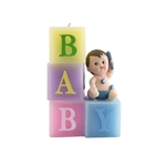 Mega Candles - Baby Sitting on Blocks Candle - Blue