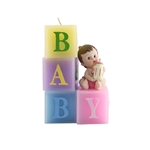 Mega Candles - Baby Sitting on Blocks Candle - Pink