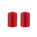 2" x 3" Unscented Round Glazed Pillar Candle - Red