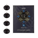 Azure Candles - 12 pcs 1.5" Unscented Glazed Floating Disc Candle - Black