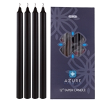 12 pcs 12" Unscented Glazed Straight Taper Candle - Black