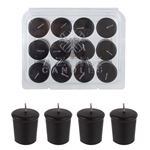 12 pcs 15 Hours Unscented Glazed Votive Candle in PVC Tray - Black