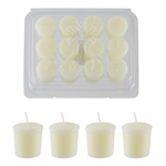 Azure Candles - 12 pcs 10 Hours Unscented Glazed Votive Candle in PVC Tray - Ivory