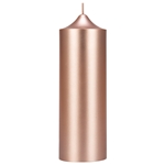 Mega Candles - 3" x 9" Unscented Round Bell Top Pillar Candle - Rose Gold