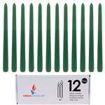 Mega Candles - 12 pcs 10" Unscented Taper Candle in White Box - Green