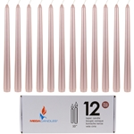 Mega Candles - 12 pcs 10" Unscented Taper Candle in White Box - Rose Gold