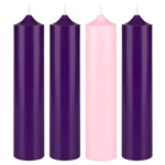 4 pcs 2” x 9” Unscented Advent Dome Top Pillar Candle - Asst