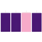Mega Candles -4 pcs 3" x 6" Unscented Advent Square Pillar Candle - Assorted