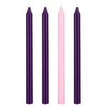 Mega Candles - 4 pcs 12" Unscented Advent Straight Taper Candle - Assorted