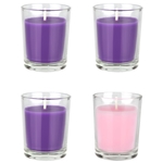 Mega Candles - 4 pcs Unscented Advent Glass Container Votive Candle - Assorted