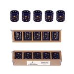 Mega Candles - 5 pcs Ceramic 1/2" Stars in Gold Chime Candle Holder - Dark Blue