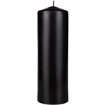 3" x 9" Unscented Domed Top Pillar Candle - Black