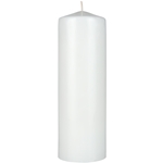 3" x 9" Unscented Domed Top Pillar Candle - White