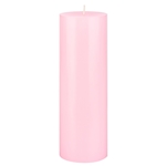 3" x 9" Unscented Round Pillar Candle - Pink