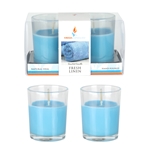 2 pcs Scented Poured Votive Glass Container Candle in Box - Fresh Linen