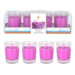 Mega Candles - 4 pcs Scented Mini Glass Container Candle in Box - Lilac Blossom