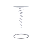 Mega Candles - Pillar / Round Tall Spiral Metal Candle Holder - Silver
