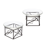 Mega Candles - Metal Candle Holder with Glass Plate - Black