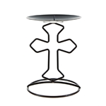 Mega Candles - Religious Cross Metal Candle Holder - Black