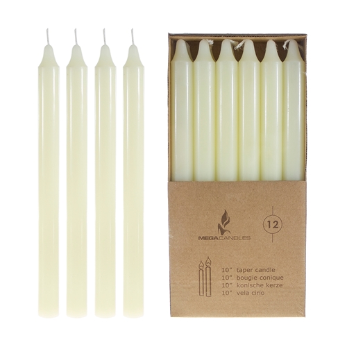 Mega Candles Spell Taper Candles Set of 12 Unscented 10" x 7/8" Chime 