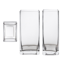 Mega Vases - 3" x 4" x 9" Block Glass Vase - Clear