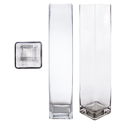 Mega Vases - 4" x 20" Cube / Square Glass Vase - Clear