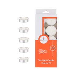 Mega Candles - 10 pcs Unscented Tea Light Candle - White