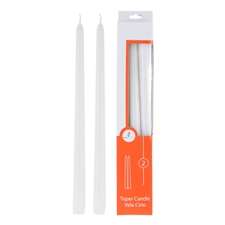 Mega Candles - 2 pcs 12" Unscented Taper Candle - White