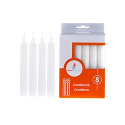 Mega Candles - 8 pcs 5" Unscented Household Candle - White