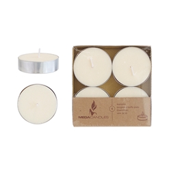 Mega Candles - 4 pcs Unscented Mega Tea Light Candle in Brown Box - Ivory