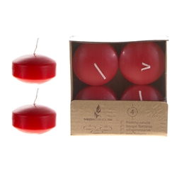 Mega Candles - 4 pcs 2" Unscented Floating Disc Candle - Red